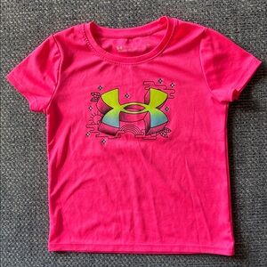 Under Armour Girl’s Bright Pink SS Tee w/ Glitter Logo ~ Sz 4T